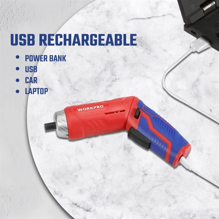 34PC 3.7V LI-ION USB RECHARGEABLE PIVOTING SCREWDRIVER KIT-RED