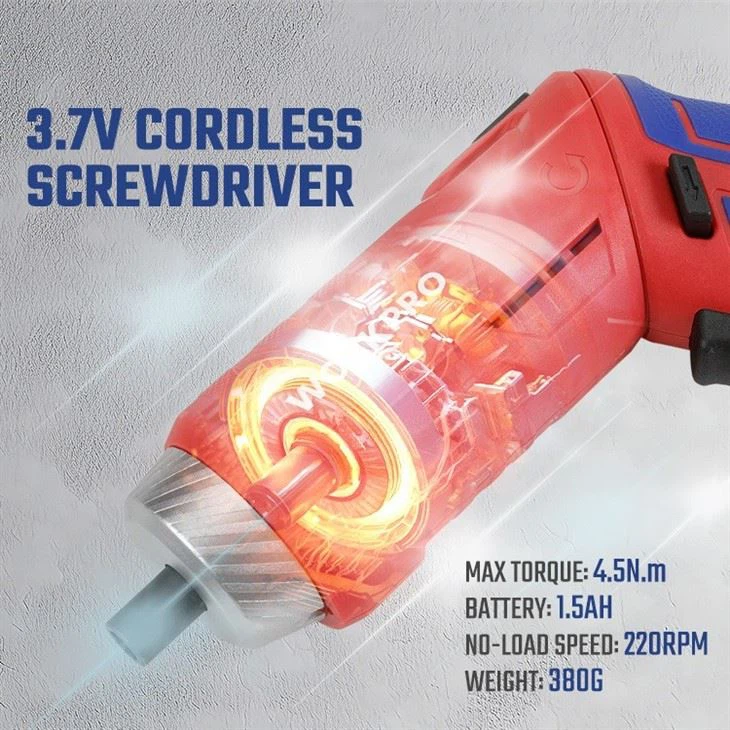 34PC 3.7V LI-ION USB RECHARGEABLE PIVOTING SCREWDRIVER KIT-RED