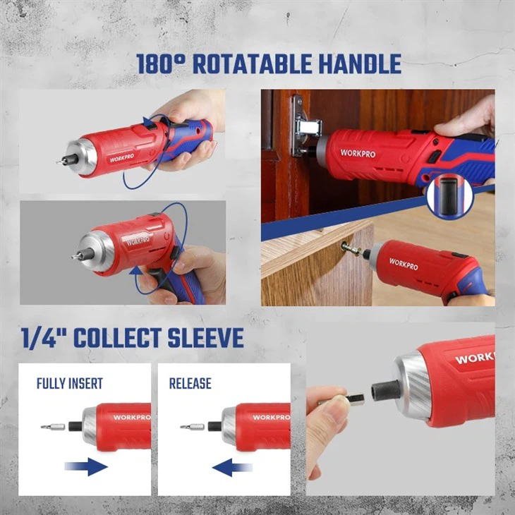 34PC 3.7V LI-ION USB RECHARGEABLE PIVOTING SCREWDRIVER KIT-RED